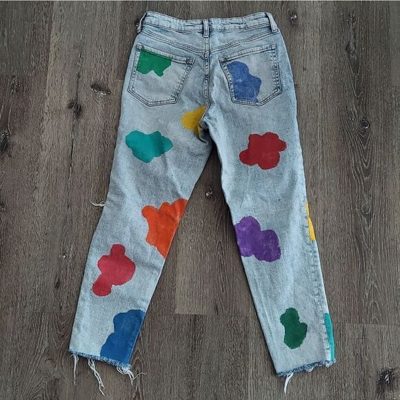 Old Navy O.G. Straight Hand Painted High Rise Jeans 4 - Picture 4 of 8